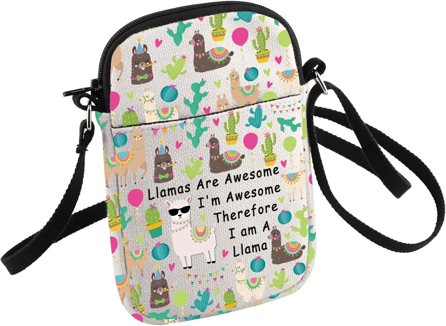 HOLLP Funny Llama Gift for Llama Lover Llamas Are Awesome I'm Awesome Therefore I'm A Llama Crossbody Bag
