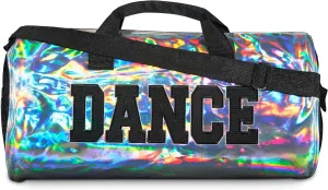 Holographic Dance Duffle Bag for Girls, Kids Travel Bag with Adjustable Carry on and Handy Pouch, Dance Accessories for Girls, Teens - 18 L