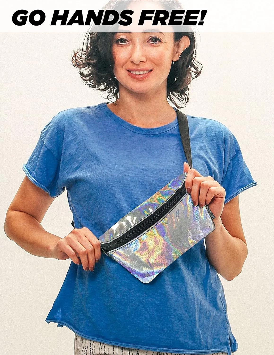 Holographic Fanny Pack for Men Girls Neon Fanny Pack Women Essentials Rave Accessories Cute Fanny Packs for Women Fashionable Iridescent Festival Bag Fashion Waist Retro 80s 90s (82970)