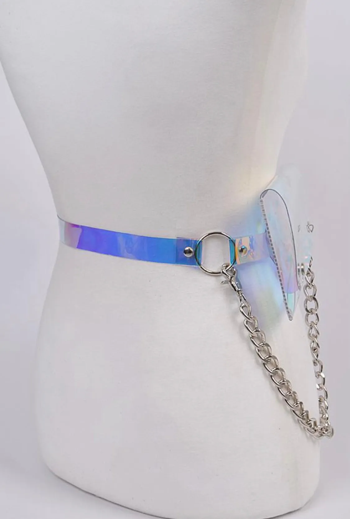 Holographic Smart-powered Silver w/ Fanny Chain No-hassle exchange Shoulder Pack