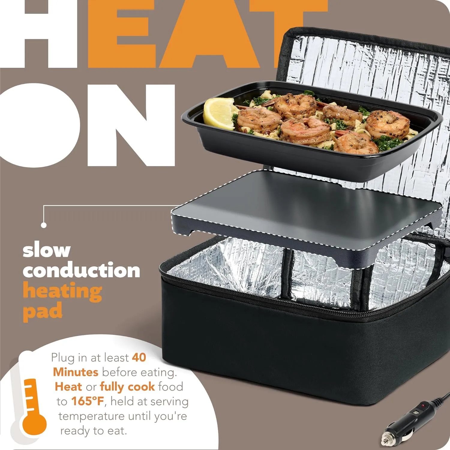 HOTLOGIC Mini Heated Lunch Box with Glass Container - Portable Electric Food Warmer for Men and Women - Great for Work, Office, and Construction - Cook, Reheat, and Eat on the Go - 12V - Black