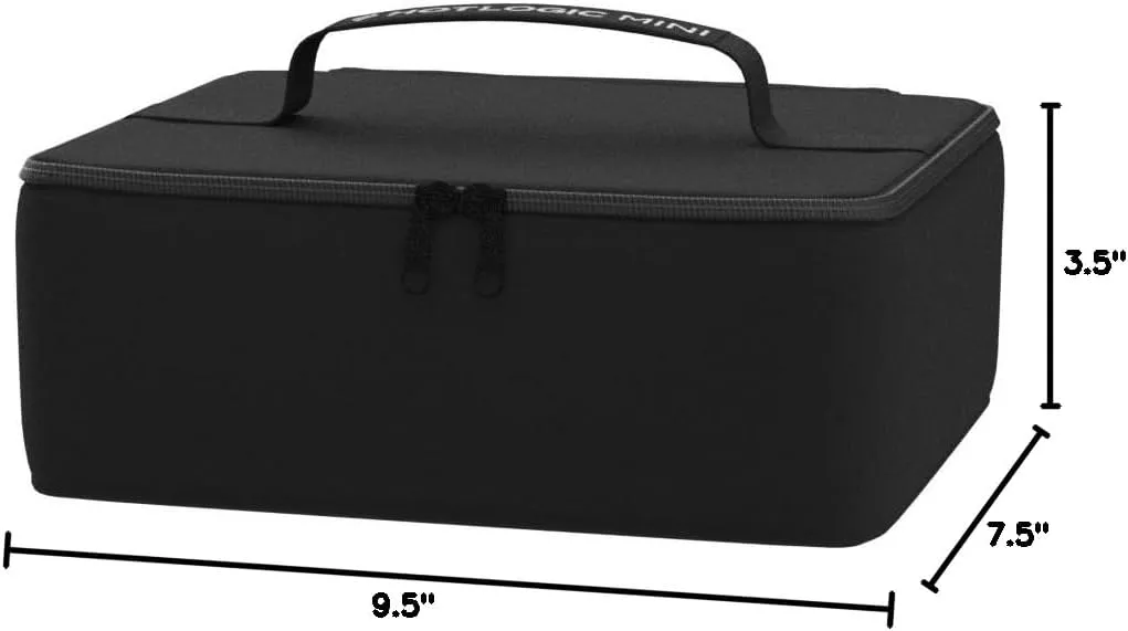 HOTLOGIC Mini Heated Lunch Box with Glass Container - Portable Electric Food Warmer for Men and Women - Great for Work, Office, and Construction - Cook, Reheat, and Eat on the Go - 12V - Black