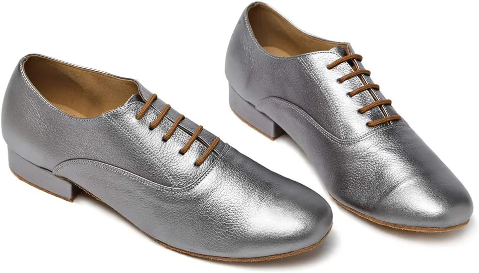 HROYL Men's Standard Latin/Jazz Dance Shoes Leather lace-up Ballroom W-701