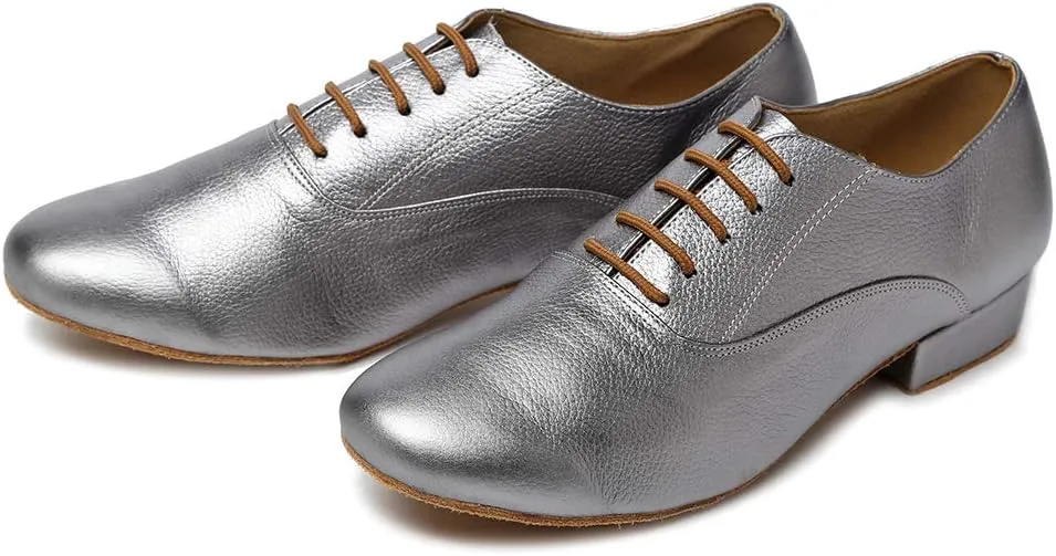 HROYL Men's Standard Latin/Jazz Dance Shoes Leather lace-up Ballroom W-701