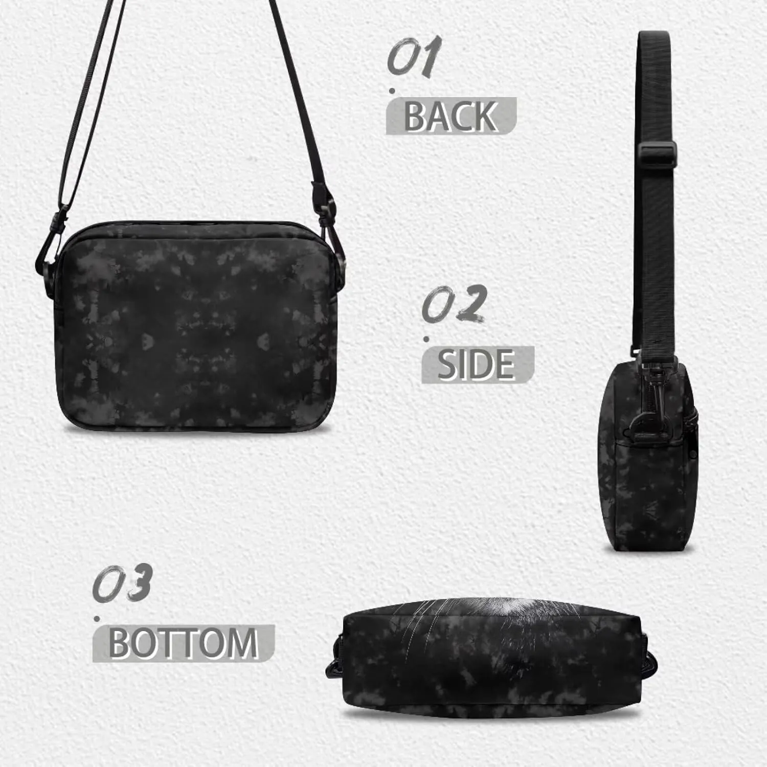 HUGS IDEA Canvas Crossbody Bag for Women Shoulder Bag with Zipper Pockets Cell Phone Bag