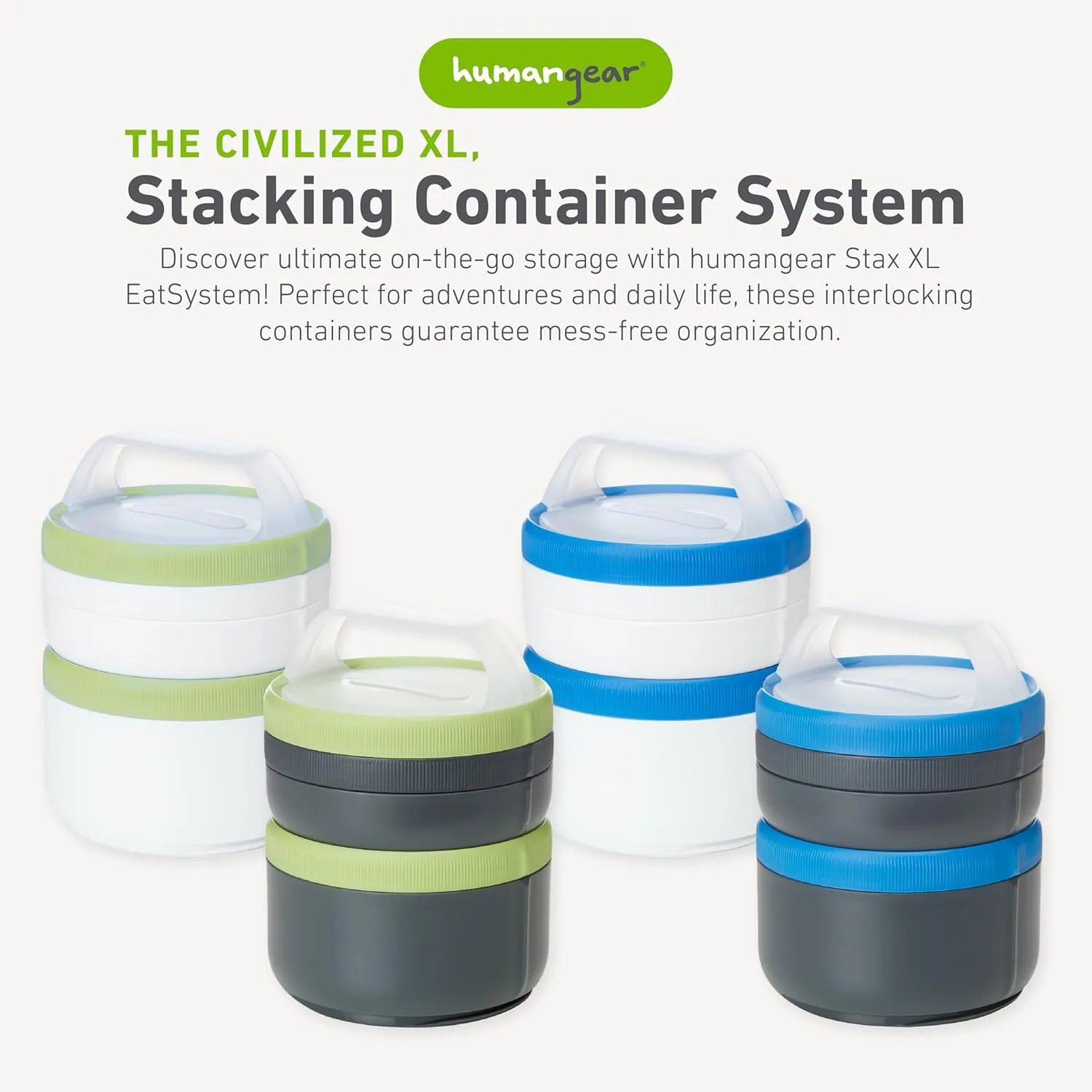 humangear STAX XL/Eat System | Modular Storage Container | Extra Large Stacking Container | BPA-Free, PC-Free, Phthalate-Free