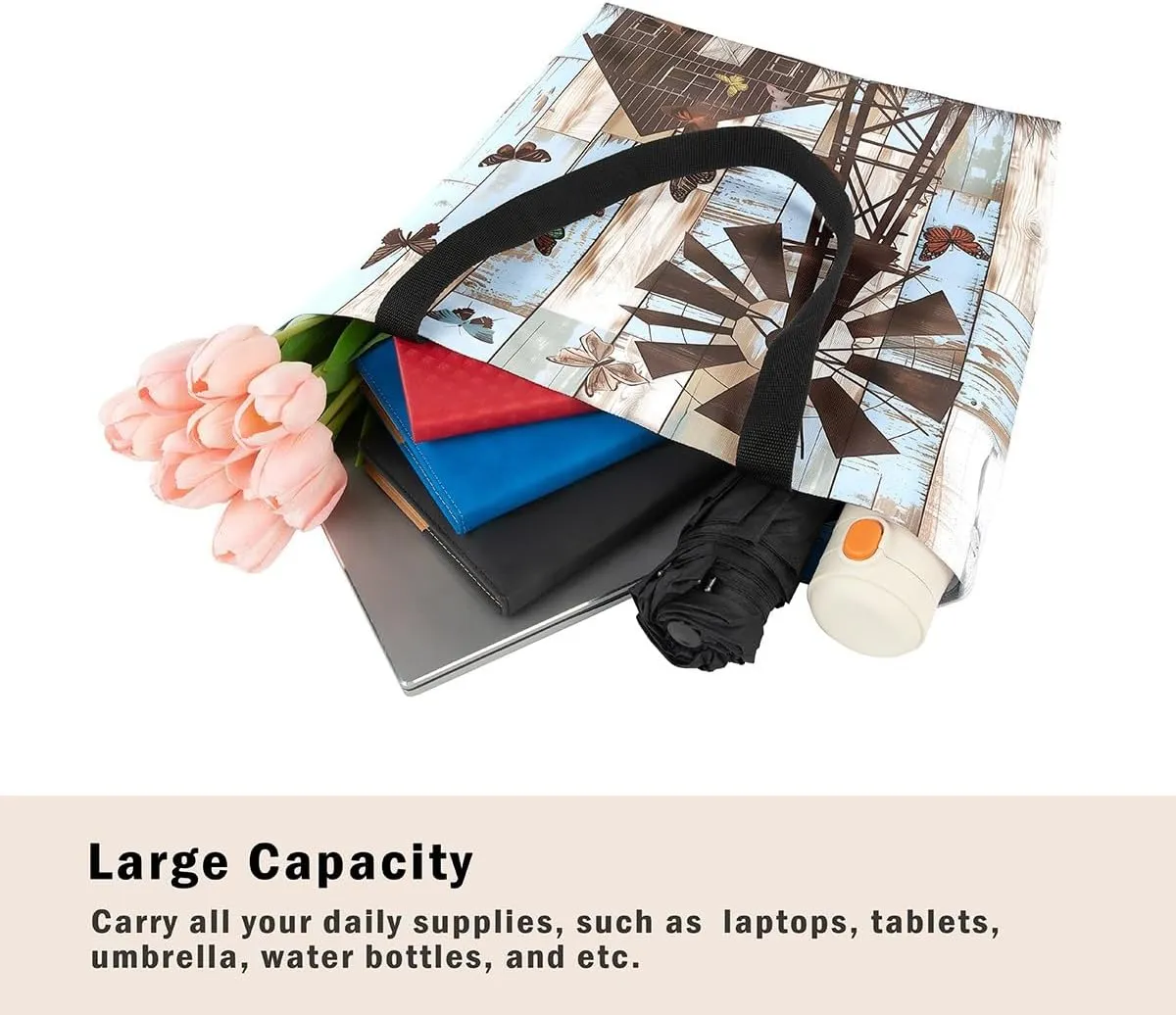 Hummingbird Canvas Tote Bag,Lovely Bird Wildlife Beach Bag Floral Botanical Jungle Leaf Grocery Shoulder Bag
