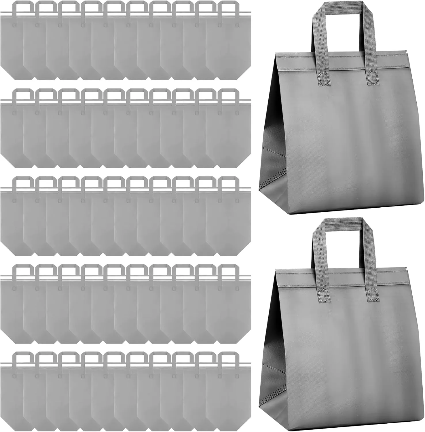 Hushee 200 Pcs Insulated Take out Bags Bulk Thermal Insulation Take Away Bags Disposable 10.24x11.02x6.69 Inch for Grocery Lunch Hot Cold Frozen Food Delivery Shipping Cooler(Gray)