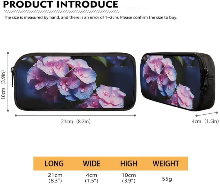 Hydrangea Purple Hand Drawing 3pack School Bag Set Backpack with Flower Art Painting Lunch Box and Pencil Case, Middle School Student Bookbag Set