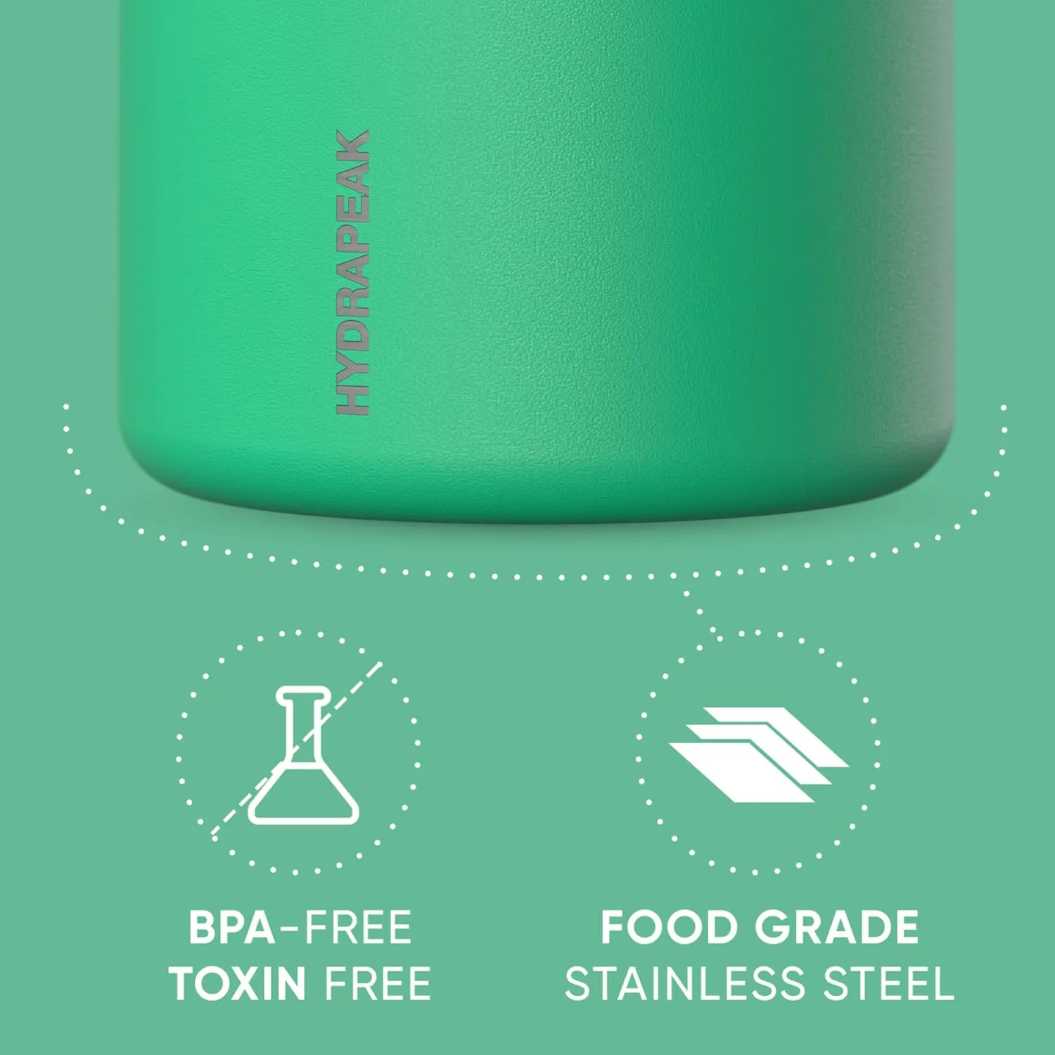 Hydrapeak 18oz Stainless Steel Vacuum Insulated Thermos Food Jar | Thermos for Hot Food and Cold Food, Wide Mouth Leak-Proof Soup Thermos for Adults, 10 Hours Hot and 16 Hours Cold (Jade)