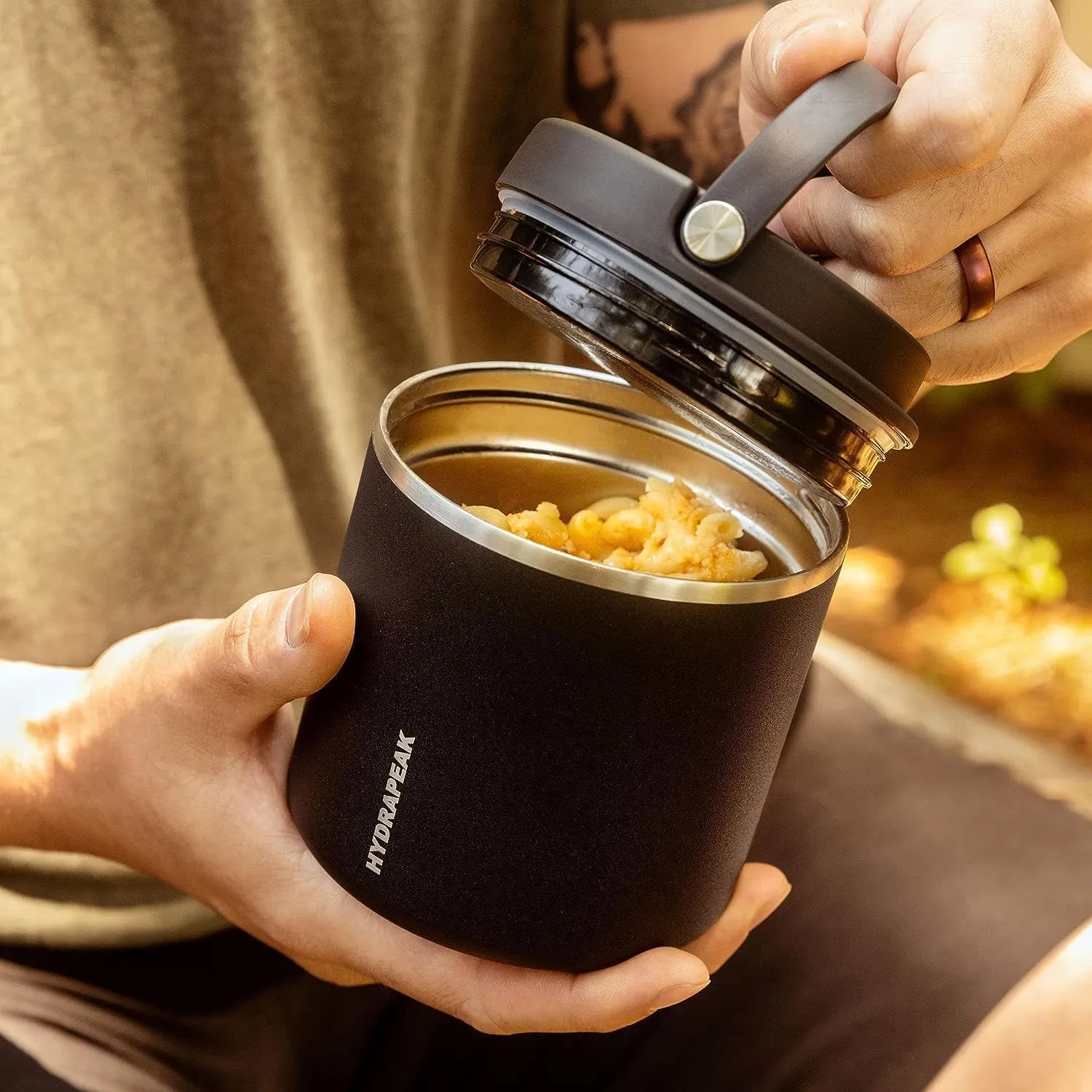 Hydrapeak 18oz Stainless Steel Vacuum Insulated Thermos Food Jar | Thermos for Hot Food and Cold Food, Wide Mouth Leak-Proof Soup Thermos for Adults, 10 Hours Hot and 16 Hours Cold (Tangerine)