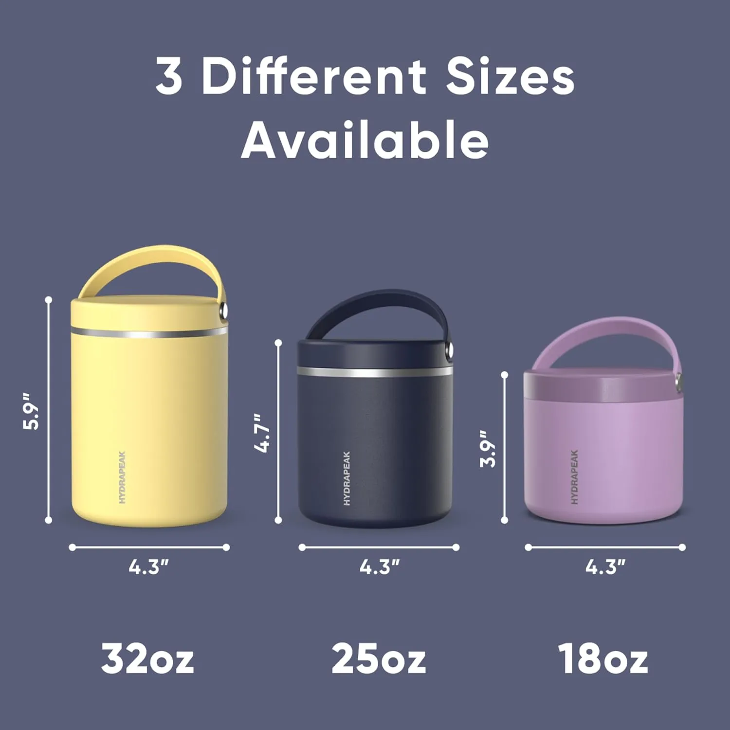 Hydrapeak 25oz Stainless Steel Vacuum Insulated Thermos Food Jar | Thermos for Hot Food and Cold Food, Wide Mouth Leak-Proof Soup Thermos for Adults, 10 Hours Hot and 16 Hours Cold (Navy)