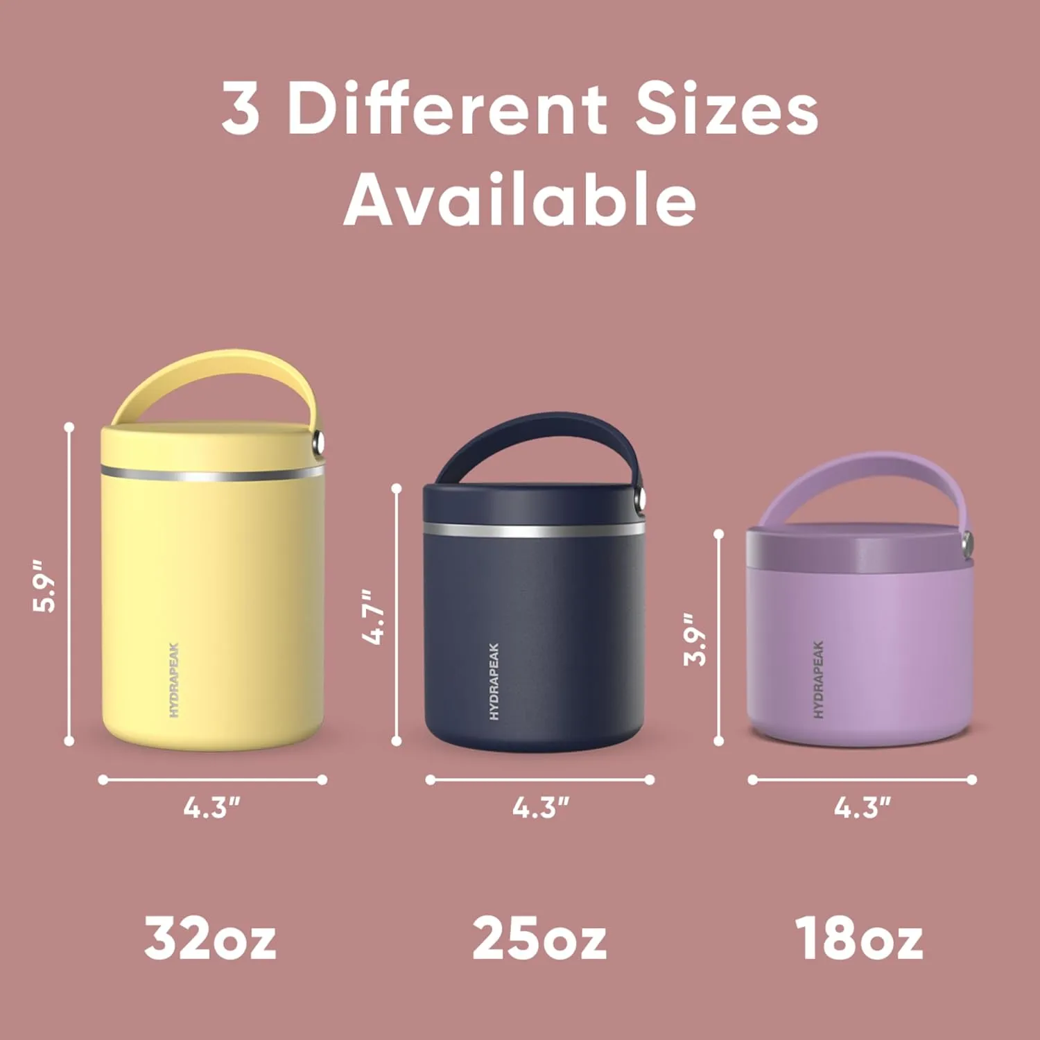 Hydrapeak 25oz Stainless Steel Vacuum Insulated Thermos Food Jar | Thermos for Hot Food and Cold Food, Wide Mouth Leak-Proof Soup Thermos for Adults, 10 Hours Hot and 16 Hours Cold (Peach)