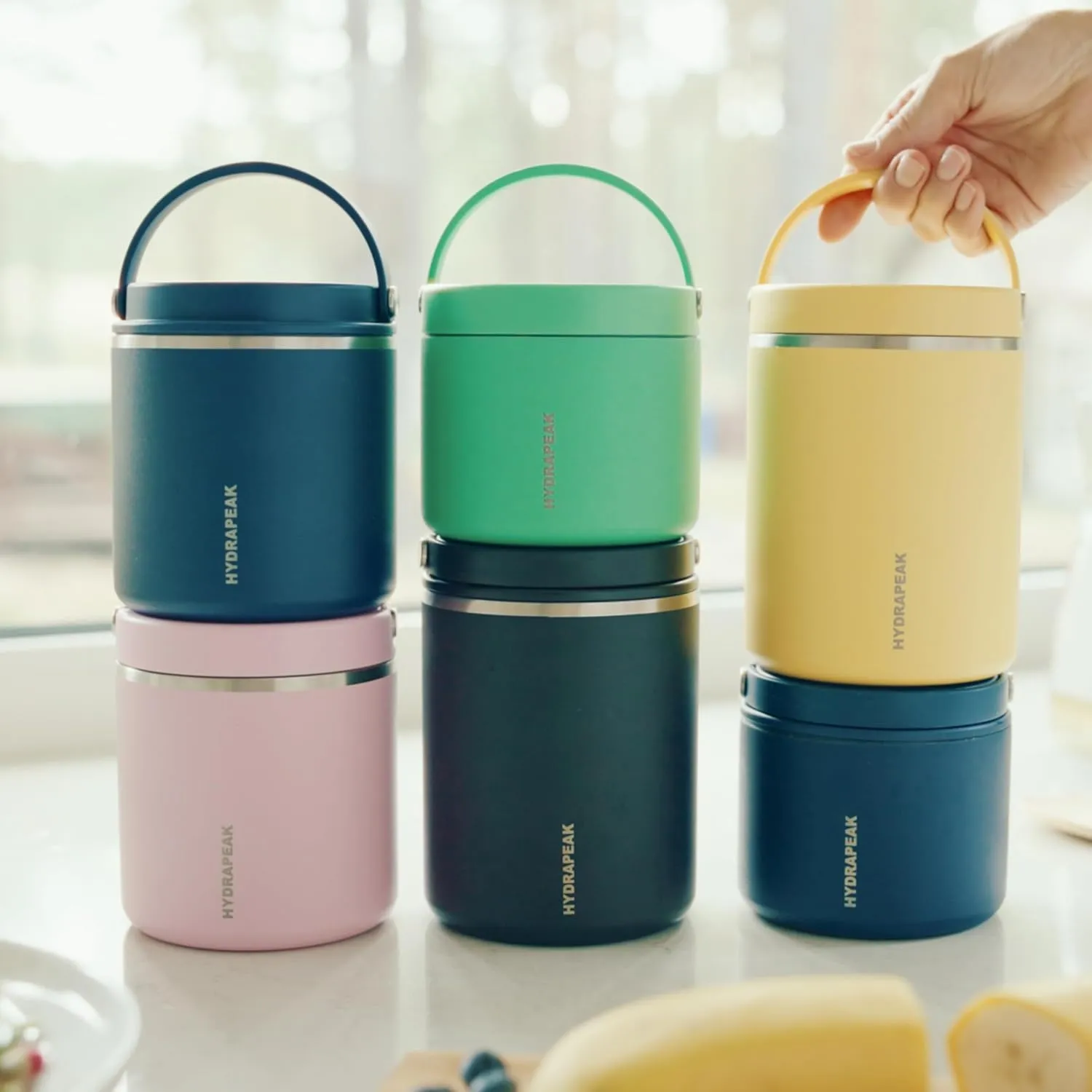 Hydrapeak 25oz Stainless Steel Vacuum Insulated Thermos Food Jar | Thermos for Hot Food and Cold Food, Wide Mouth Leak-Proof Soup Thermos for Adults, 10 Hours Hot and 16 Hours Cold (Peach)