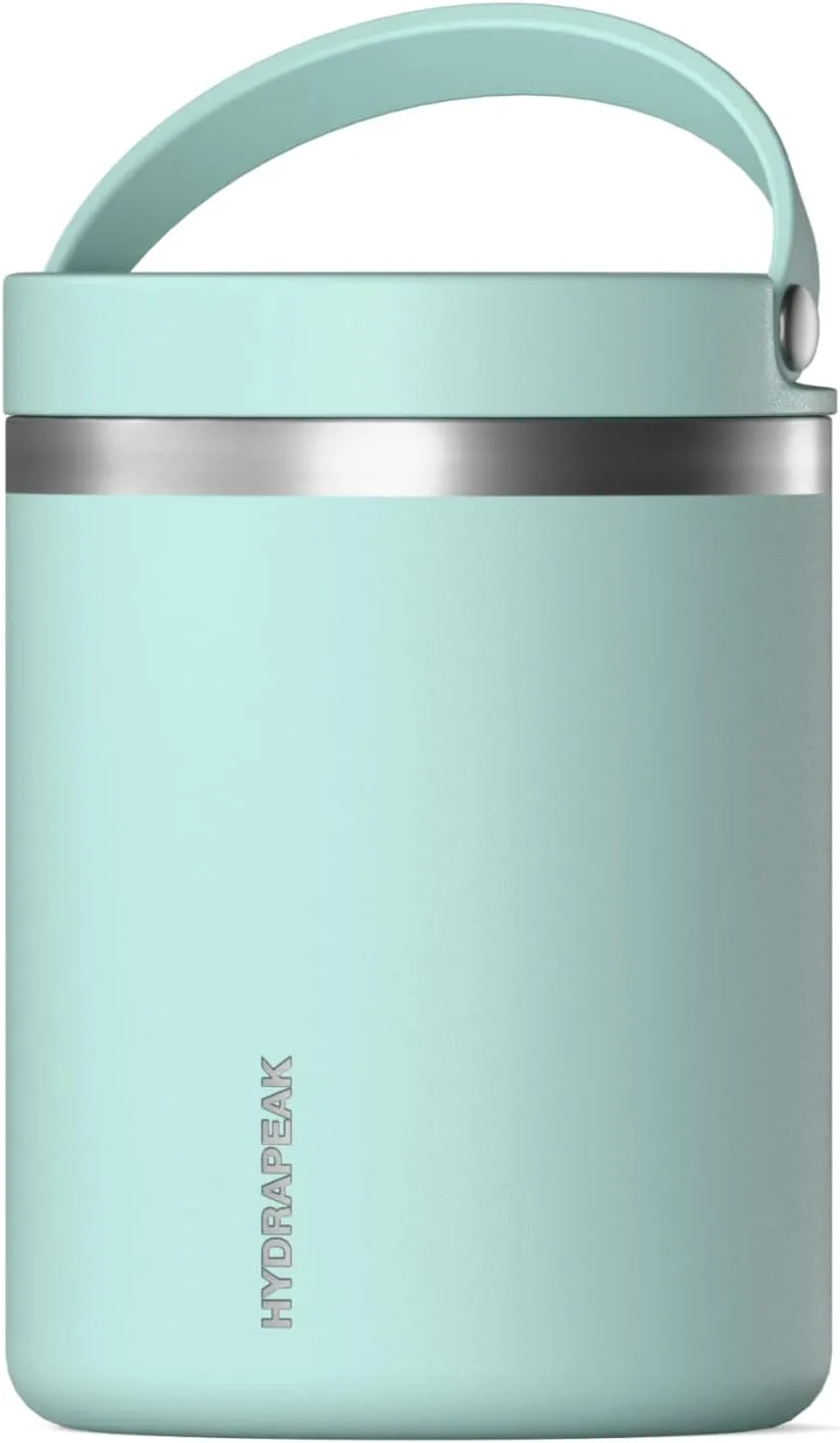 Hydrapeak 32oz Stainless Steel Vacuum Insulated Thermos Food Jar | Thermos for Hot Food and Cold Food, Wide Mouth Leak-Proof Soup Thermos for Adults, 10 Hours Hot and 16 Hours Cold (Fresh Mint)