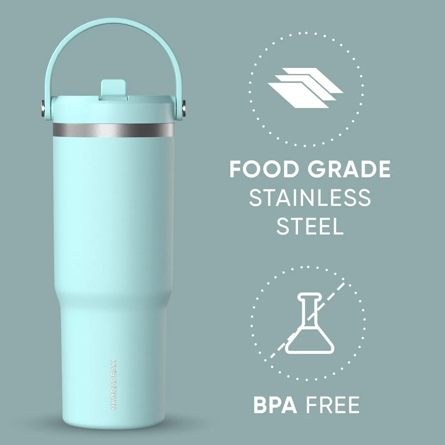Hydrapeak Nomad 32 oz Tumbler with Handle and Straw Lid, Leakproof, Double Insulated, 32oz Cup Stainless Steel (Alpine)