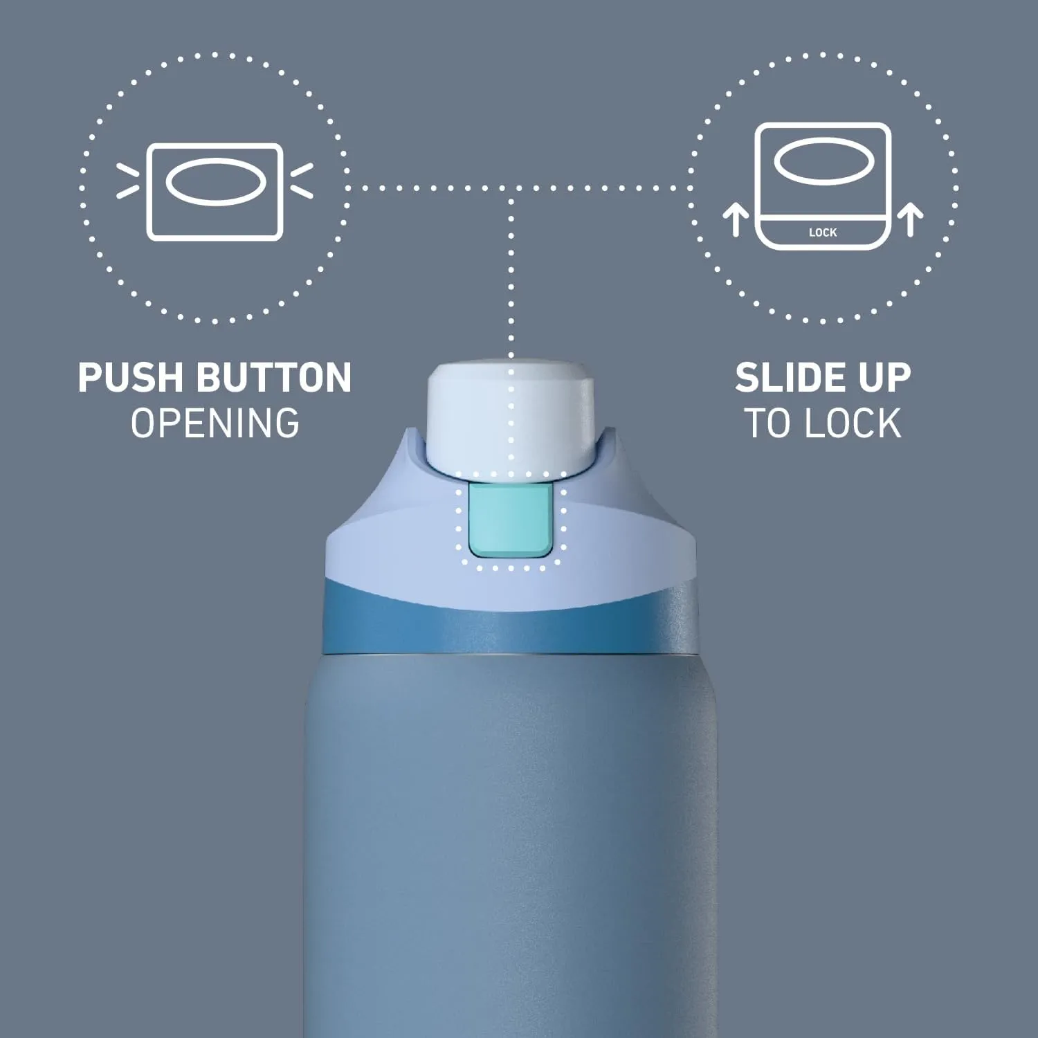 Hydrapeak Oasis 32 oz Water Bottle with Chug Lid, Stainless Steel Insulated Water Bottle For Men and Women, Modern Blue1
