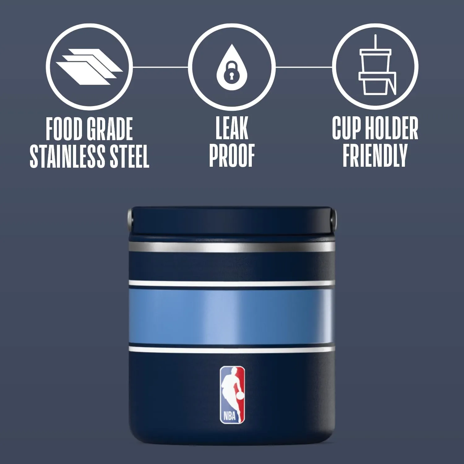 Hydrapeak x NBA Officially Licensed Memphis Grizzlies 25oz Stainless Steel Vacuum Insulated Thermos Food Jar with Handle, Wide Mouth Leak-Proof Soup Thermos for Adults, 10 Hrs Hot & 16 Hrs Cold