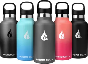 HYDRO CELL Stainless Steel Water Bottle with Straw & 2 Standard Mouth Lids (32oz 24oz 20oz 16oz) Keeps Liquids Hot or Cold w/Double Wall Vacuum Insulated Leak Proof Sport Design (Graphite 16oz)