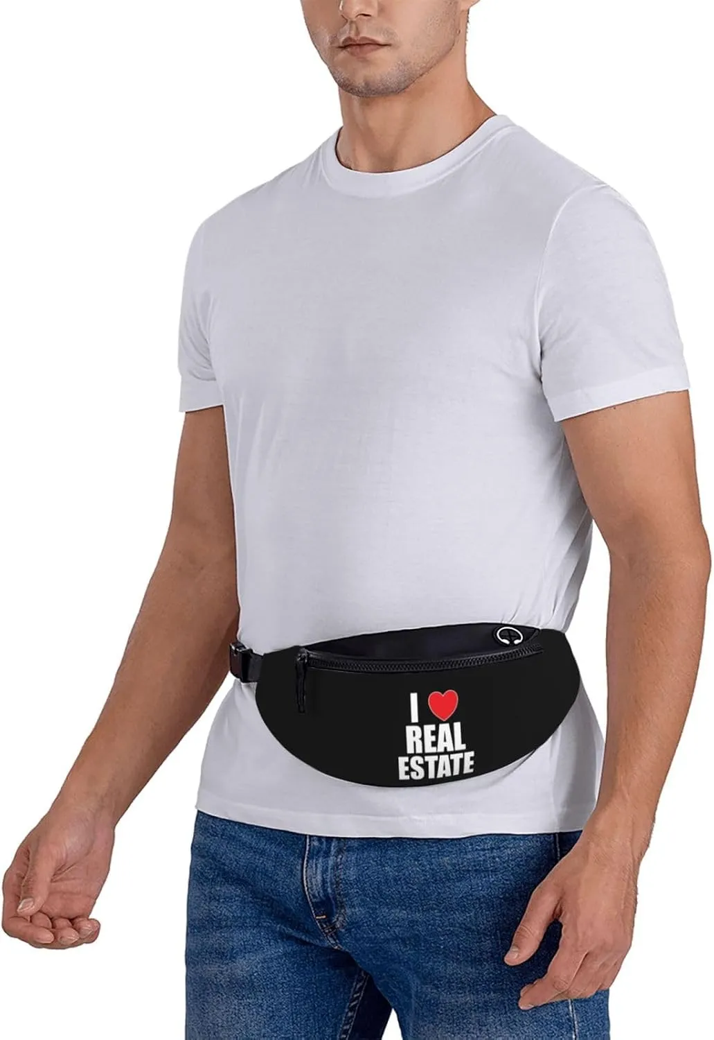 I Love Real Estate Unisex Adjustable Leisure Waist Bag Outdoor Sports Running Waist Bag Business Travel Mobile Phone Bag, Black