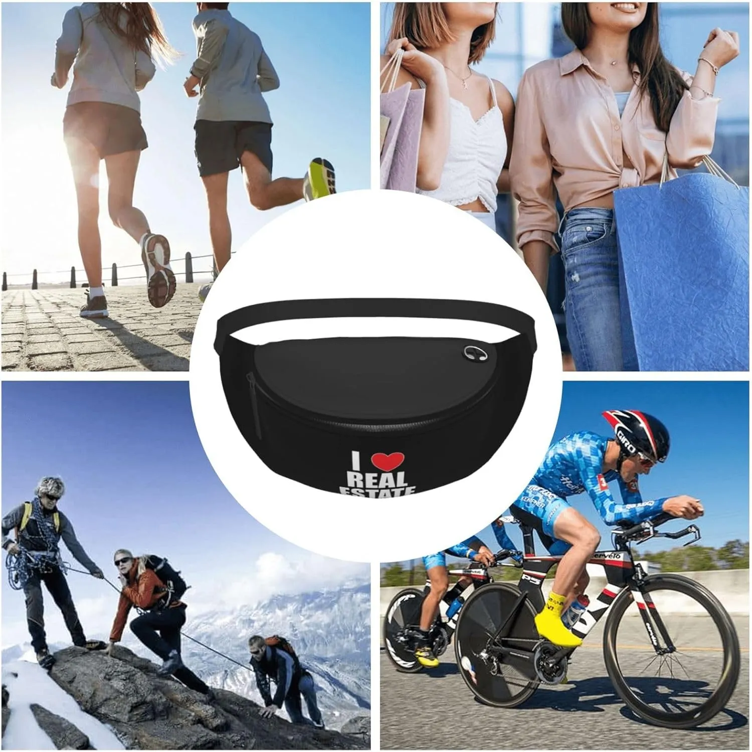 I Love Real Estate Unisex Adjustable Leisure Waist Bag Outdoor Sports Running Waist Bag Business Travel Mobile Phone Bag, Black