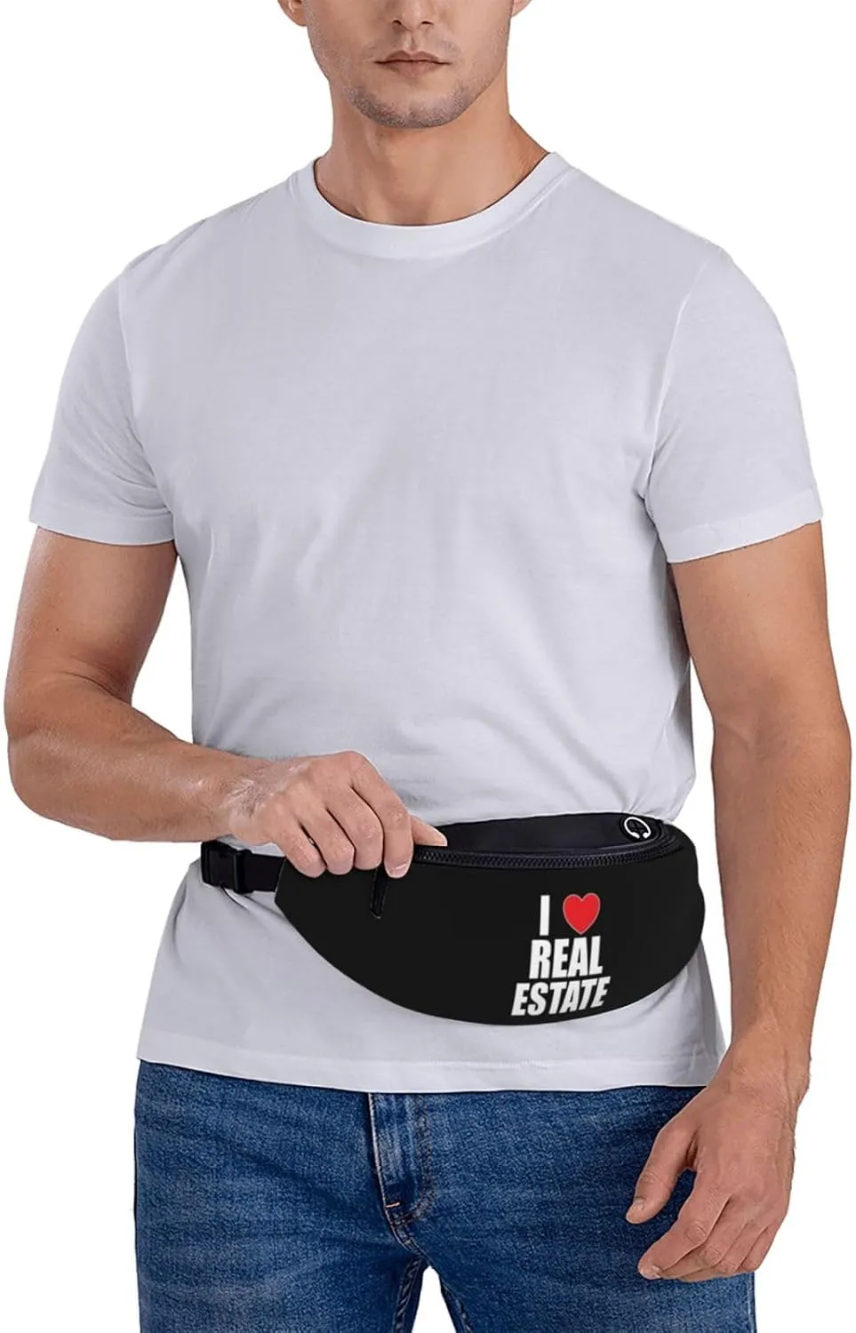 I Love Real Estate Unisex Adjustable Leisure Waist Bag Outdoor Sports Running Waist Bag Business Travel Mobile Phone Bag, Black