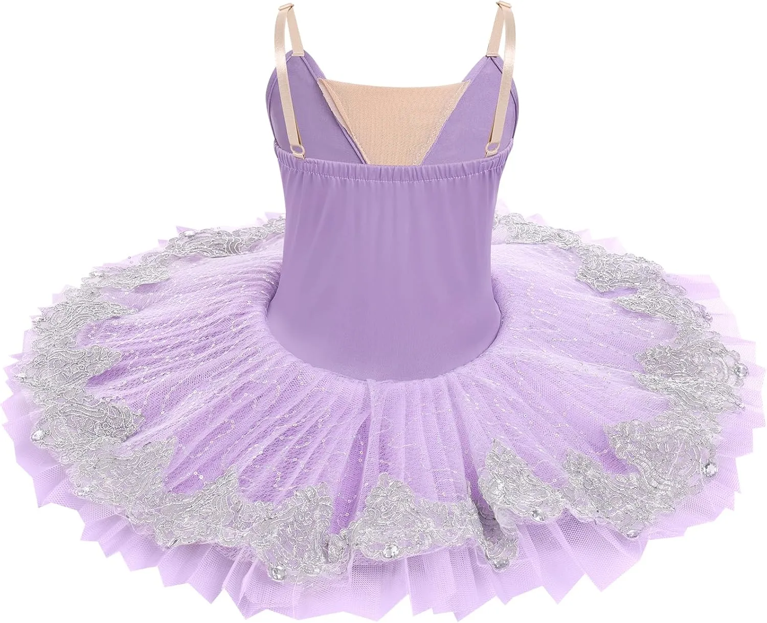 IBAKOM Ballerina Swan Lake Costume Dance Pancake Platter Tutu Ruffle Sleeve Floral Print Gymnastics Leotard Ballet Tutu