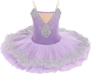 IBAKOM Ballerina Swan Lake Costume Dance Pancake Platter Tutu Ruffle Sleeve Floral Print Gymnastics Leotard Ballet Tutu