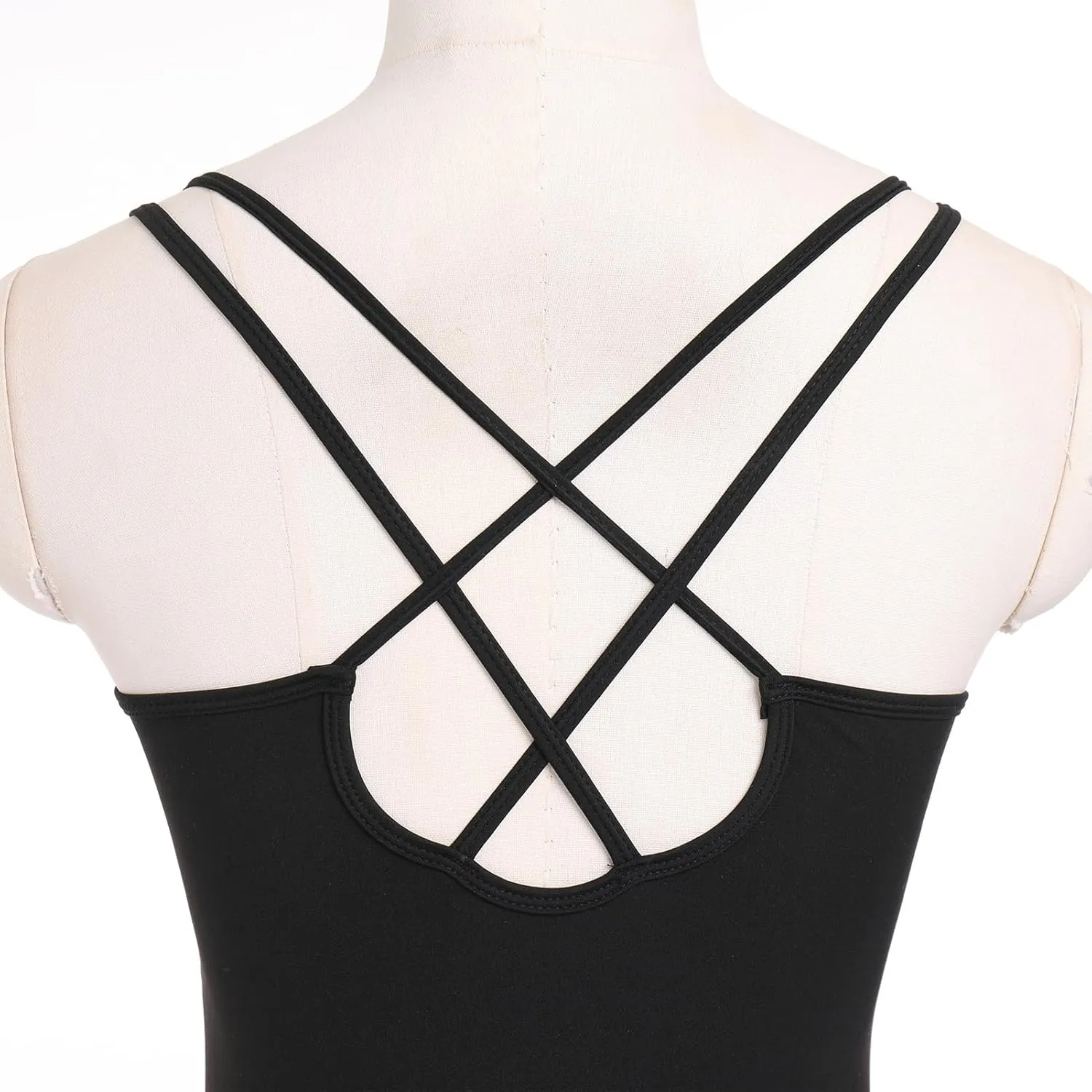 IBAKOM Ballet Leotard for Women Double Strap Adult Gymnastics Leotards with Chest Pad High Cut Dance Basic Ballerina Costume