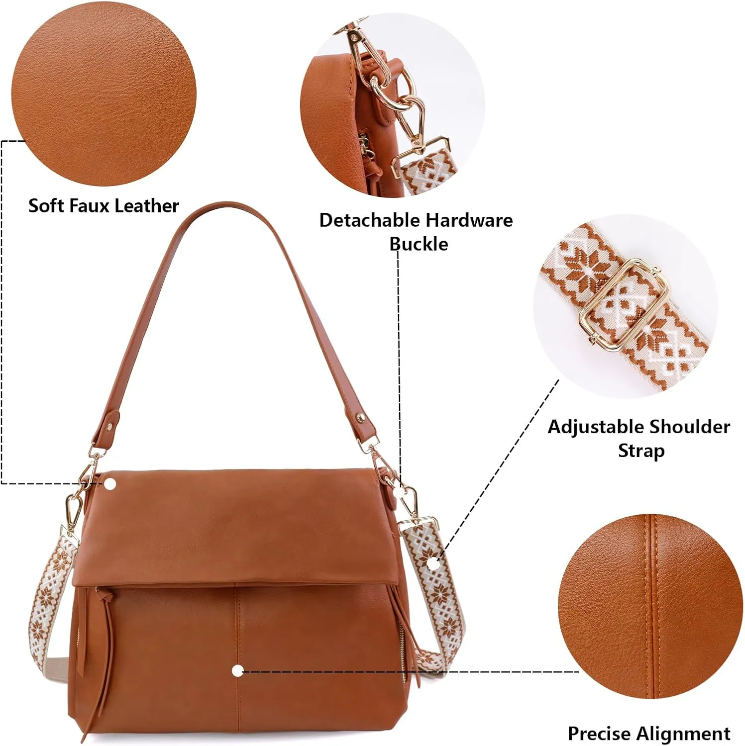 IBEE Large Hobo Crossbody Bags for Women Vegan Leather Crossbody Purse Womens Shoulder Bag with Multiple Zippers