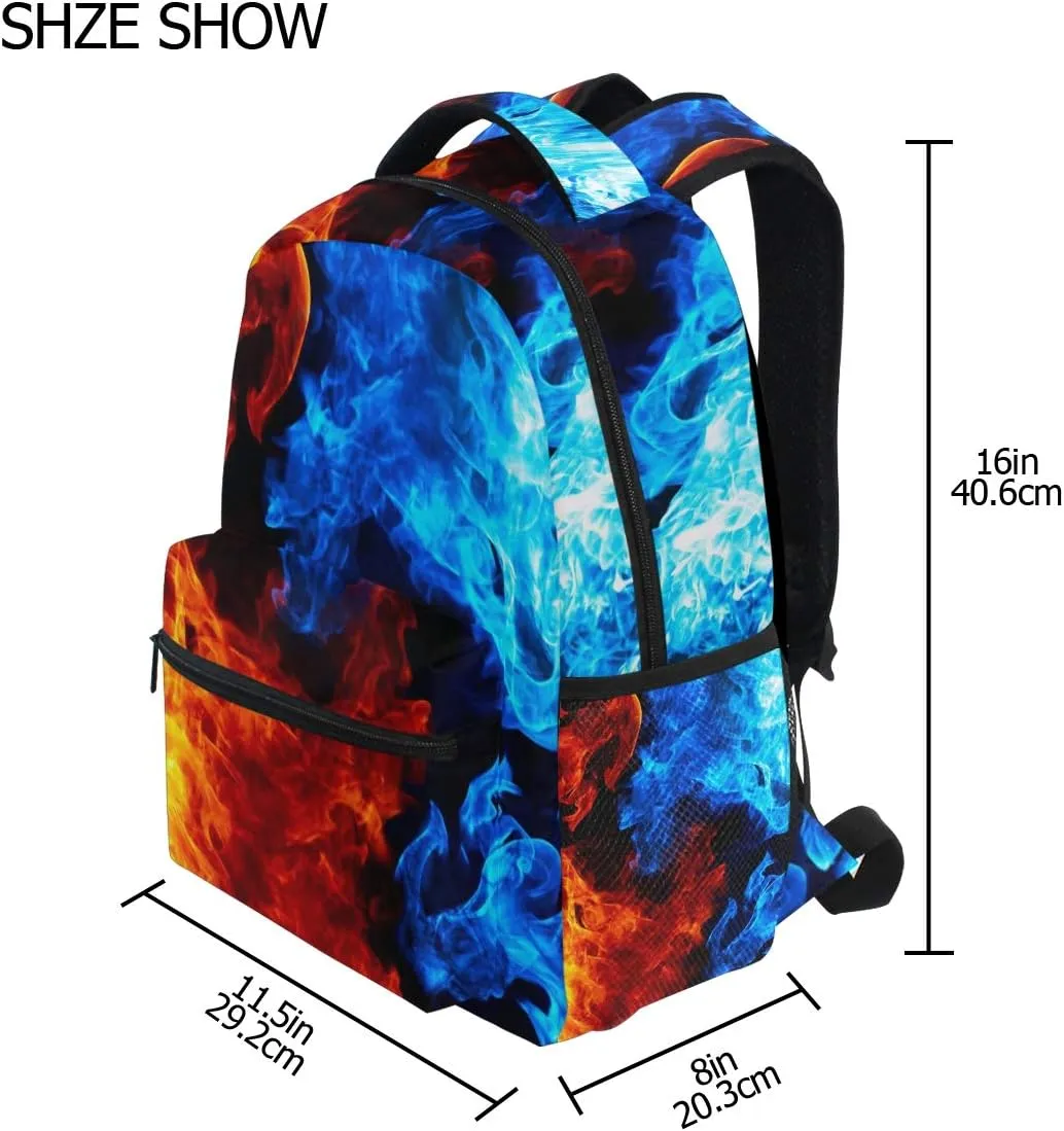 Ice Fire Backpack Skull Rose Bookbag Hippo Schoolbag for Boys Girls Elementary School Kindergarten Casual Travel Bag Daypack