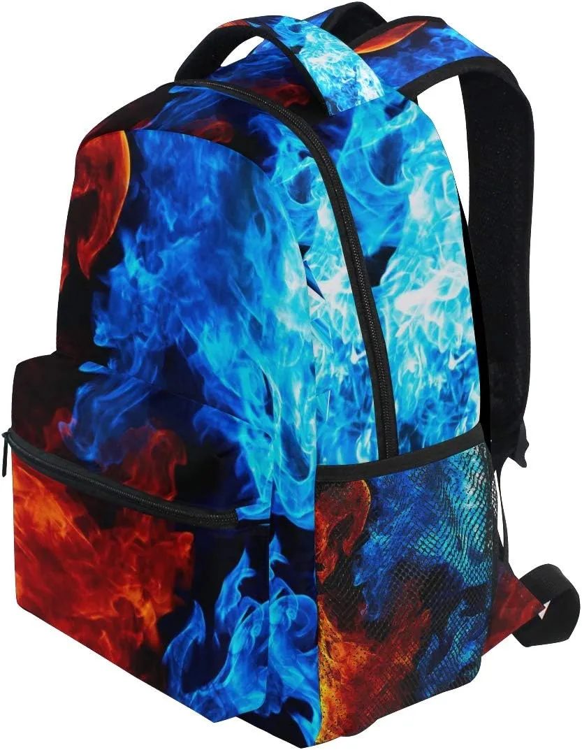 Ice Fire Backpack Skull Rose Bookbag Hippo Schoolbag for Boys Girls Elementary School Kindergarten Casual Travel Bag Daypack