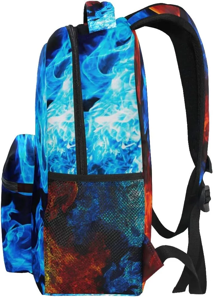 Ice Fire Backpack Skull Rose Bookbag Hippo Schoolbag for Boys Girls Elementary School Kindergarten Casual Travel Bag Daypack