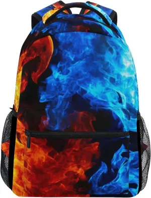 Ice Fire Backpack Skull Rose Bookbag Hippo Schoolbag for Boys Girls Elementary School Kindergarten Casual Travel Bag Daypack