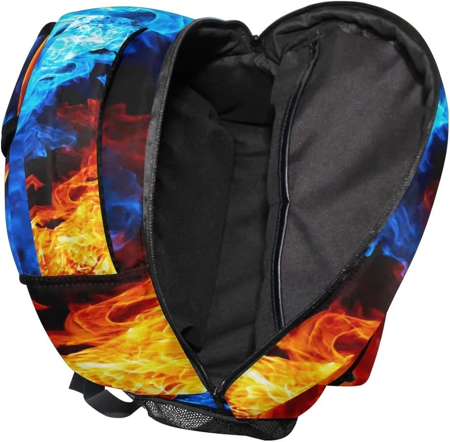 Ice Fire Backpack Skull Rose Bookbag Hippo Schoolbag for Boys Girls Elementary School Kindergarten Casual Travel Bag Daypack