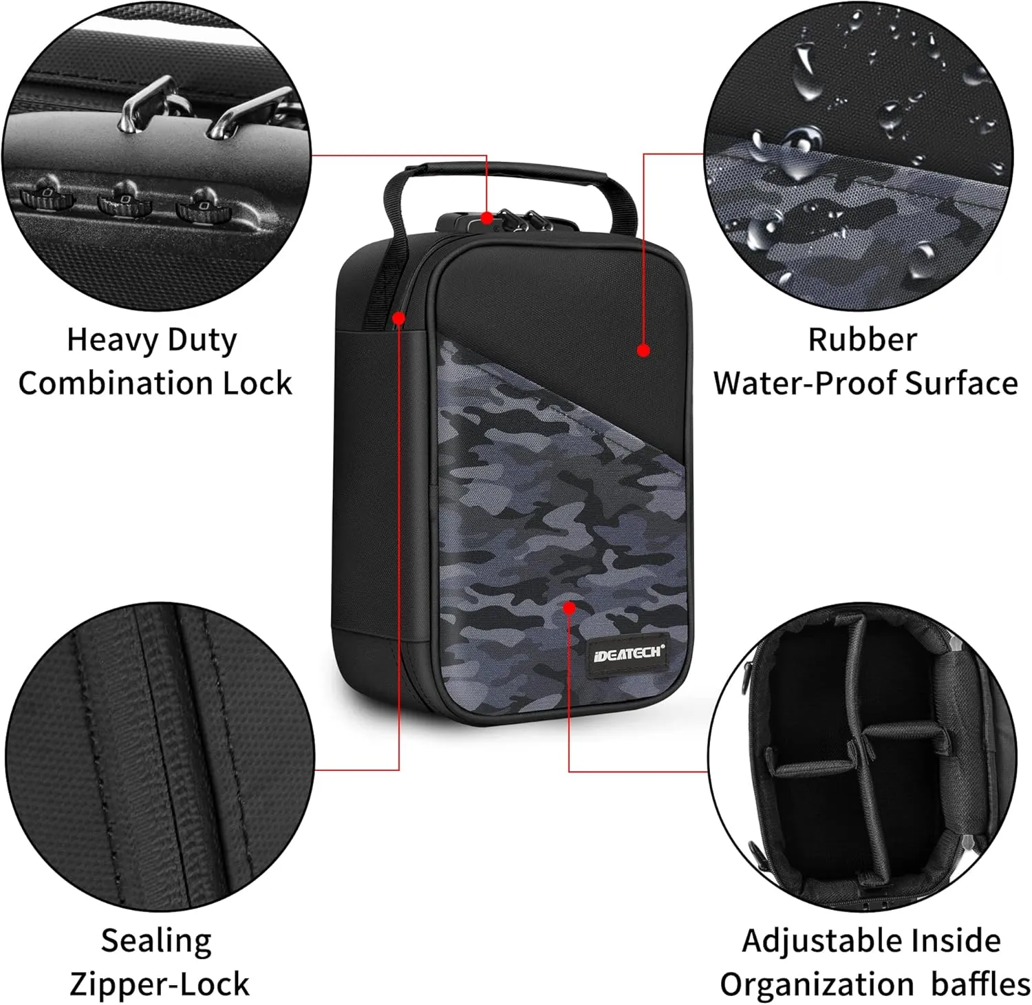IDEATECH Smell Proof Bag, Stash Box Odor Proof, Smell Proof Containers with Lock, Odorless Travel Storage Bag, Home Organizer Case Lock Box with Accessories, Smell Proof Box Gift for Women/Men
