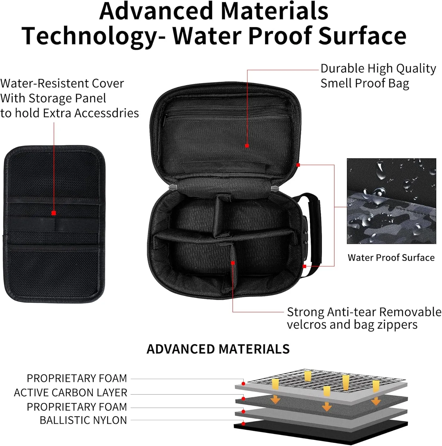 IDEATECH Smell Proof Bag, Stash Box Odor Proof, Smell Proof Containers with Lock, Odorless Travel Storage Bag, Home Organizer Case Lock Box with Accessories, Smell Proof Box Gift for Women/Men