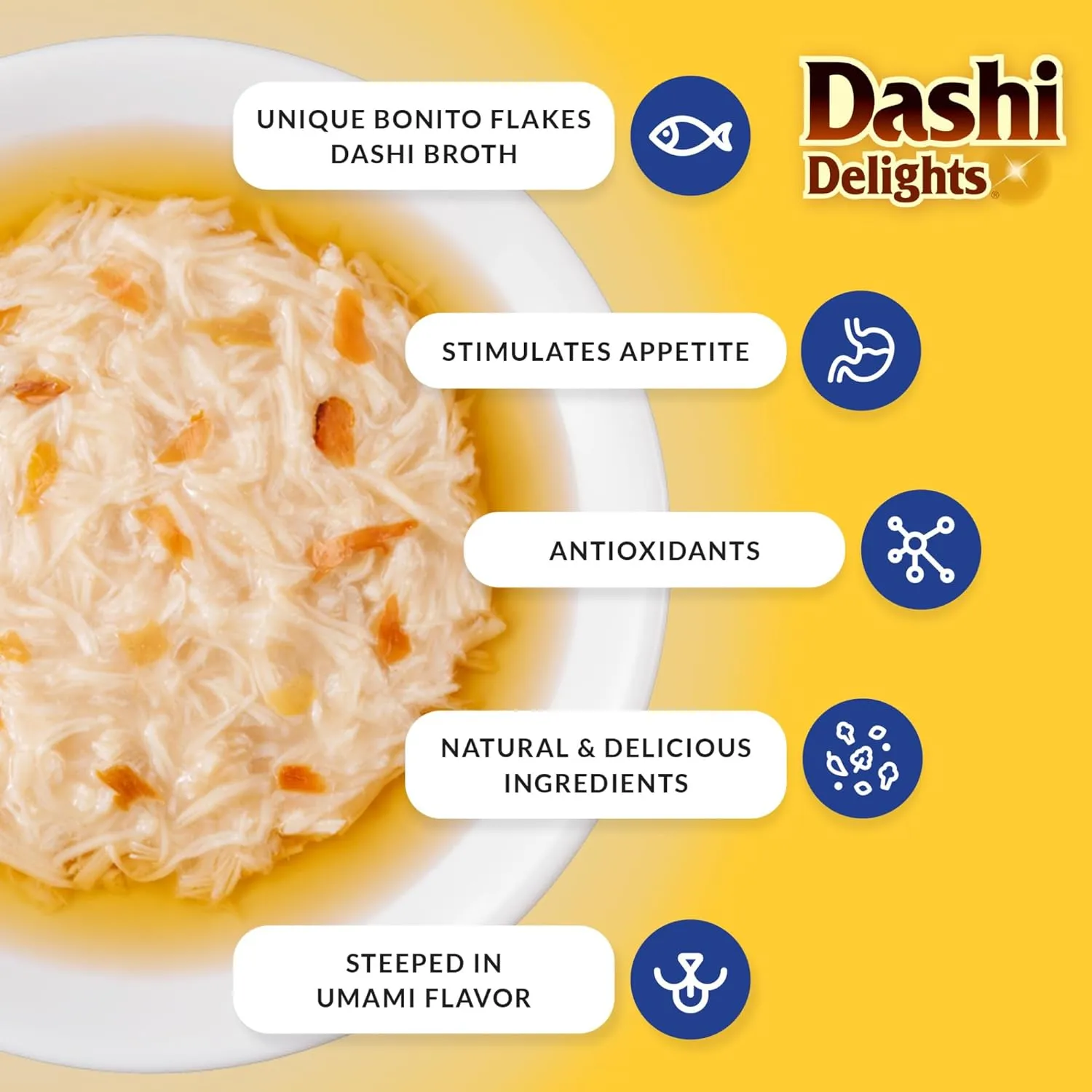 INABA Dashi Delights for Cats, Shredded Chicken with Bonito Flake Broth, 2.5 Ounce Cup, 12 Cups Total, Tuna Variety