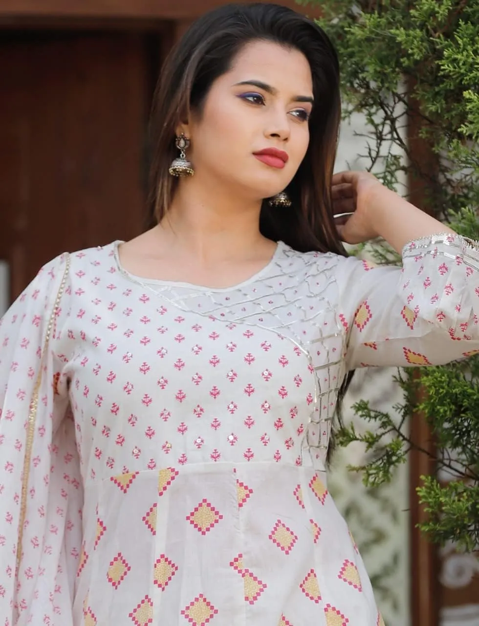 INDACORIFY Gorgeous Cotton Kurti Pant with Dupatta Suit for Girls & Women Festive Party Office Wear Salwar Kameez