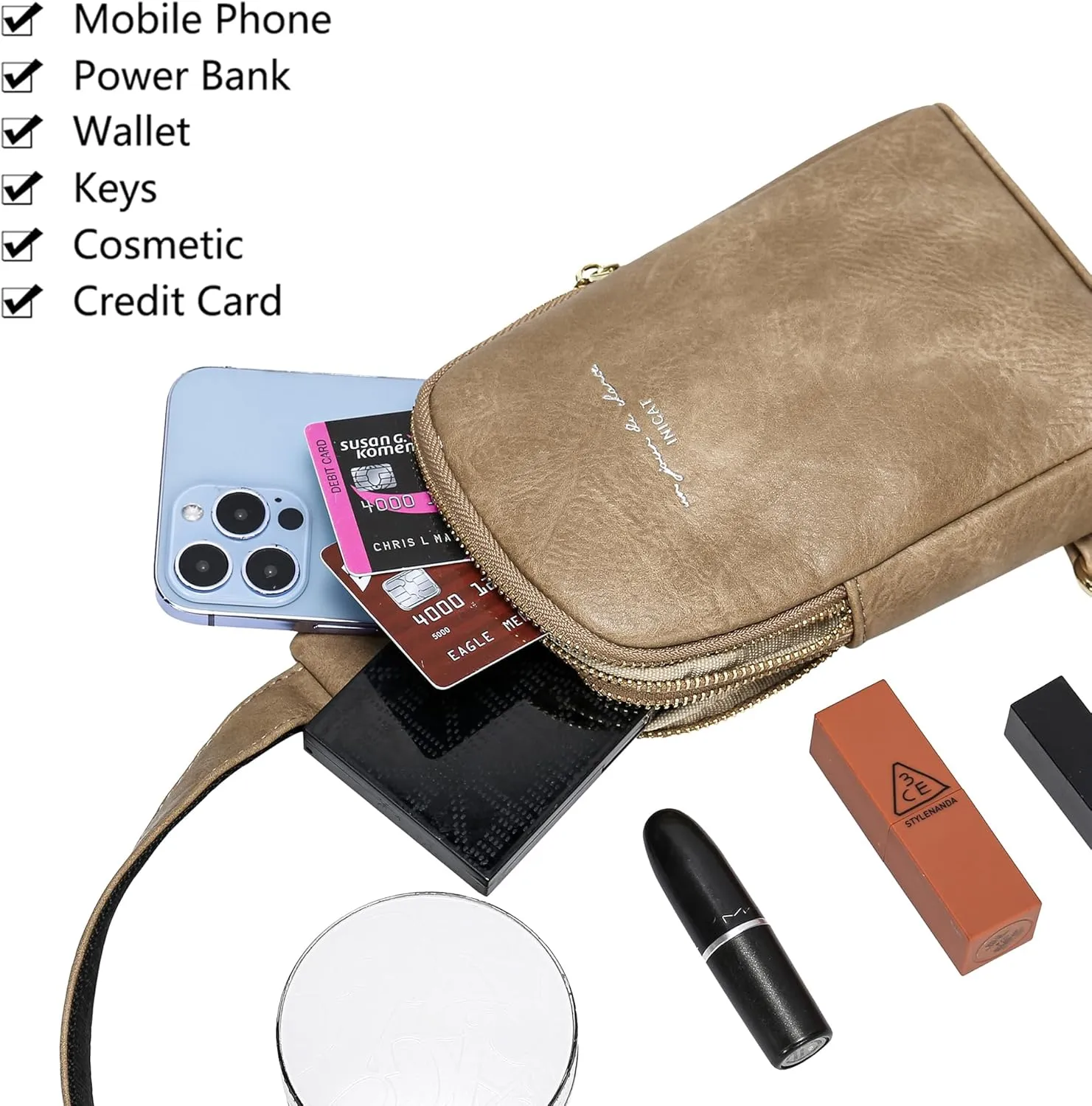 INICAT Travel Small Sling Bag Leather Crossbody Bags for Women Fanny Packs Cross Body Bag for Woman Cross Body Purses