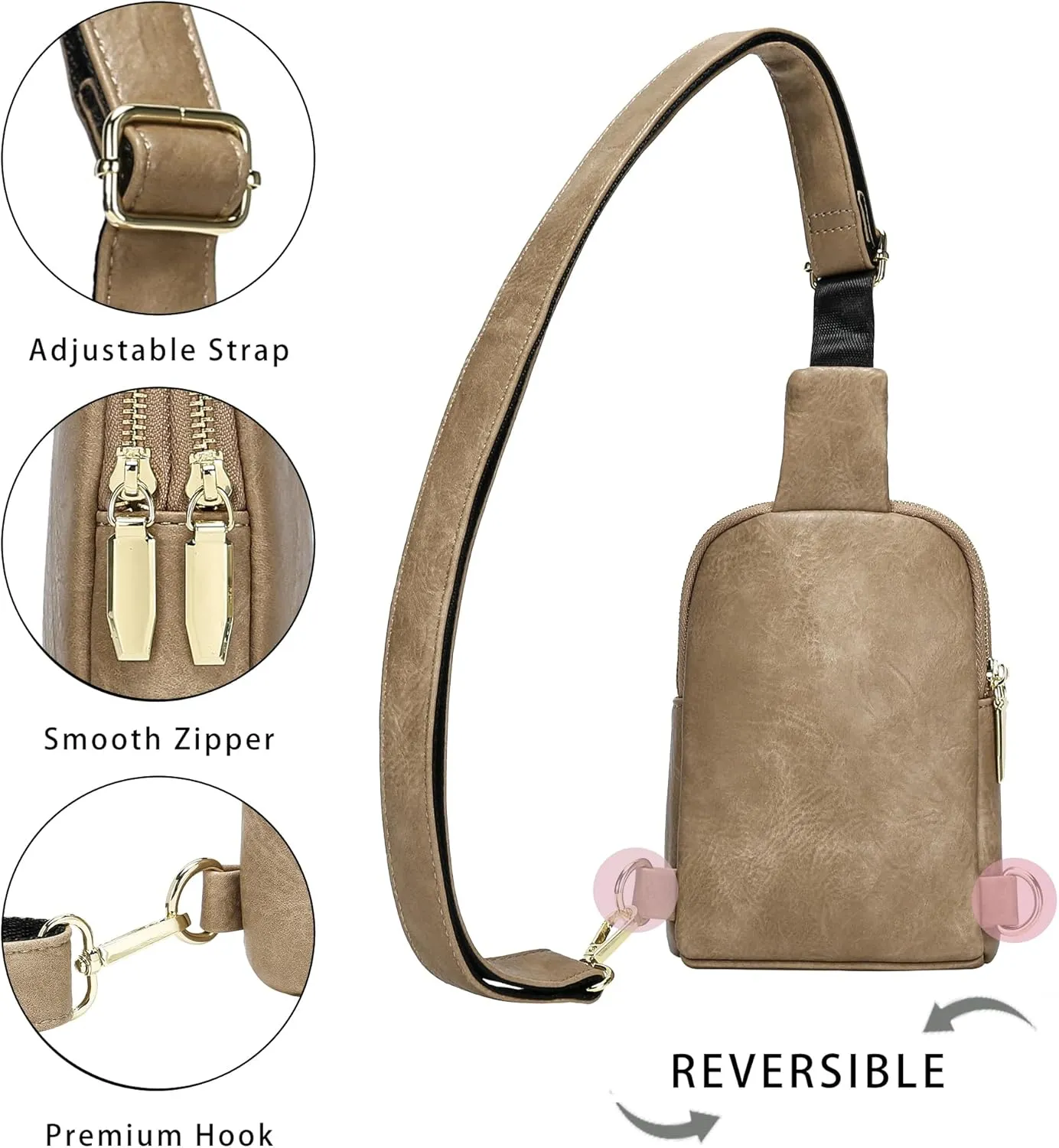 INICAT Travel Small Sling Bag Leather Crossbody Bags for Women Fanny Packs Cross Body Bag for Woman Cross Body Purses
