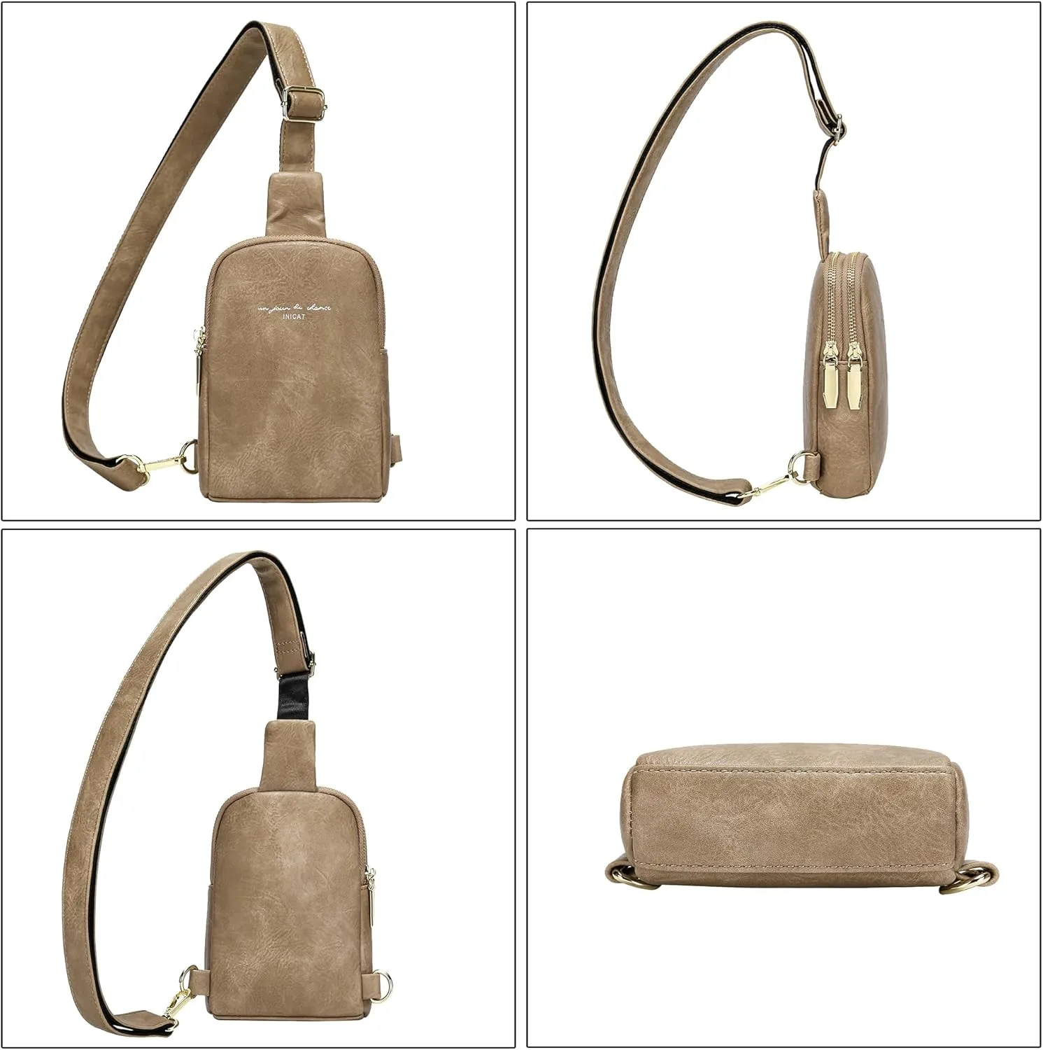 INICAT Travel Small Sling Bag Leather Crossbody Bags for Women Fanny Packs Cross Body Bag for Woman Cross Body Purses