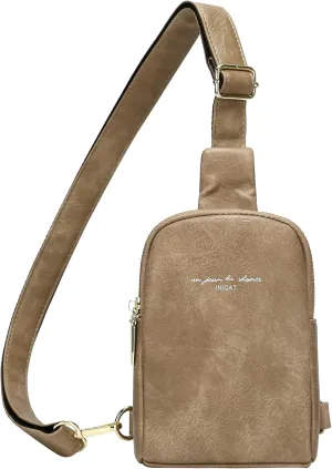 INICAT Travel Small Sling Bag Leather Crossbody Bags for Women Fanny Packs Cross Body Bag for Woman Cross Body Purses