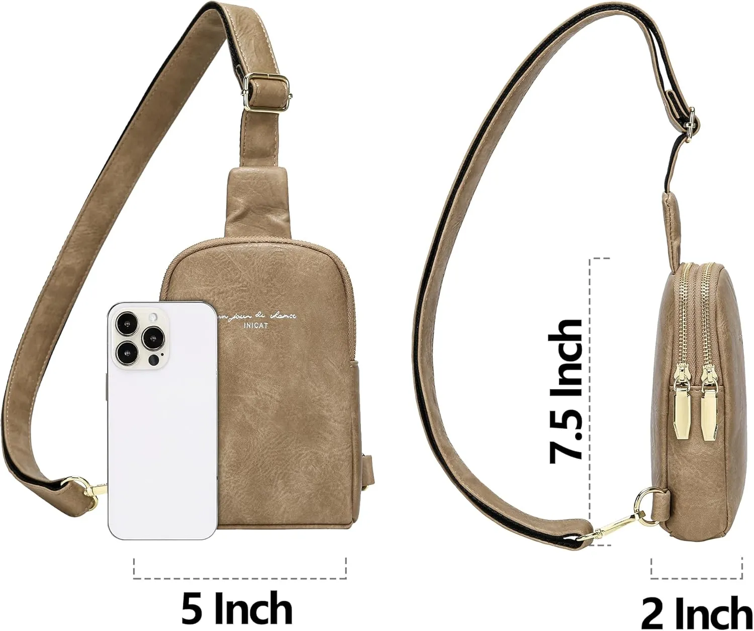 INICAT Travel Small Sling Bag Leather Crossbody Bags for Women Fanny Packs Cross Body Bag for Woman Cross Body Purses