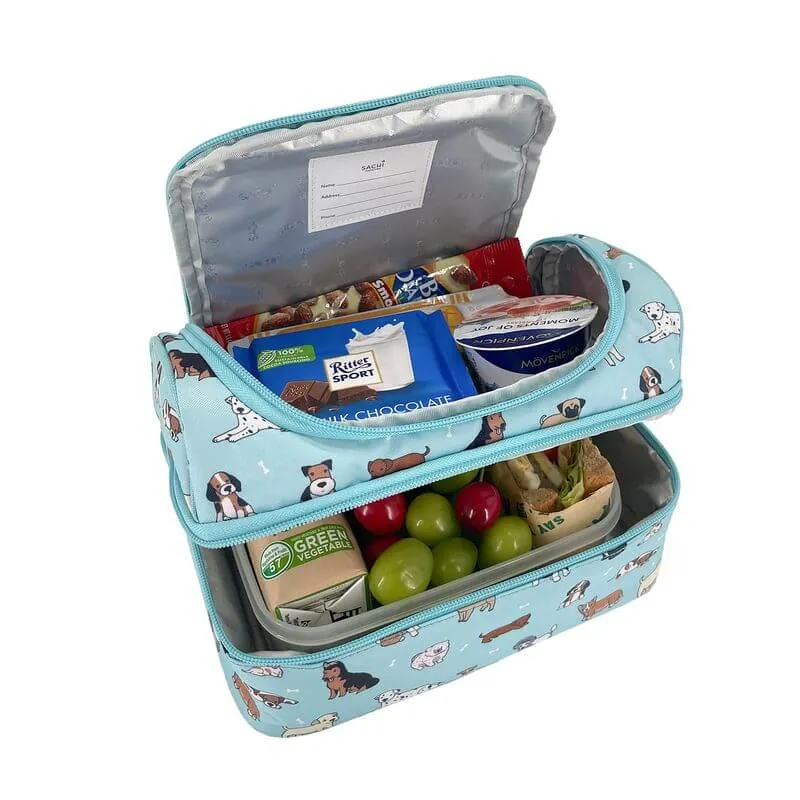 Insulated 2 Compartment Kids Lunch Bag Puppies
