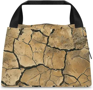 Insulated Bag Handbag,Brown Cracks Pictures Print Portable Thermal Bag,wear-resistant Insulation Bag,outdoor Insulation Bag
