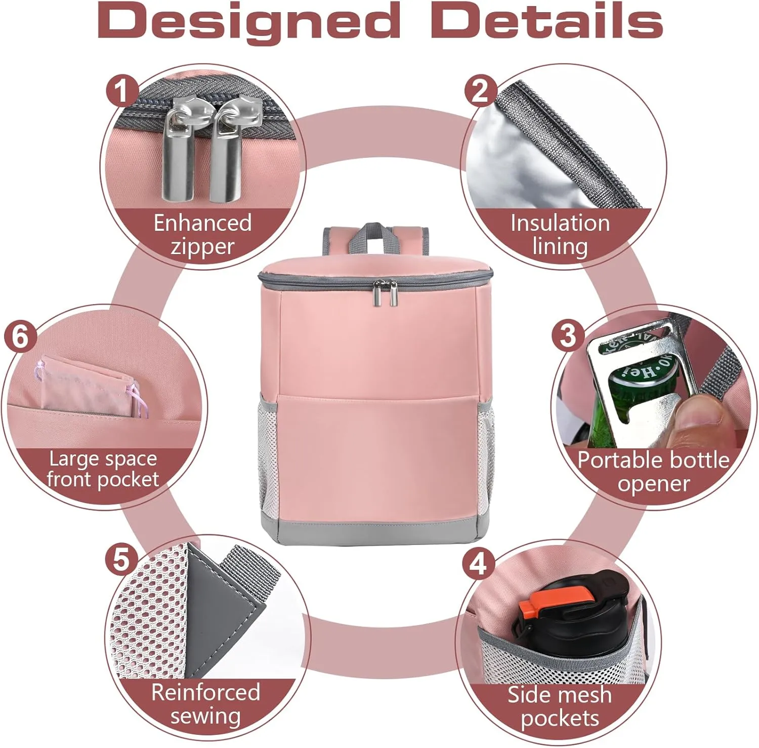 Insulated Cooler Backpack Outdoor - Leak Proof Backpack Cooler 30 Cans, Waterproof Lightweight Cooler Bag for 12h Hot/Cold Retention - Soft Cooler for Travel, Camping, Beach, Lunch