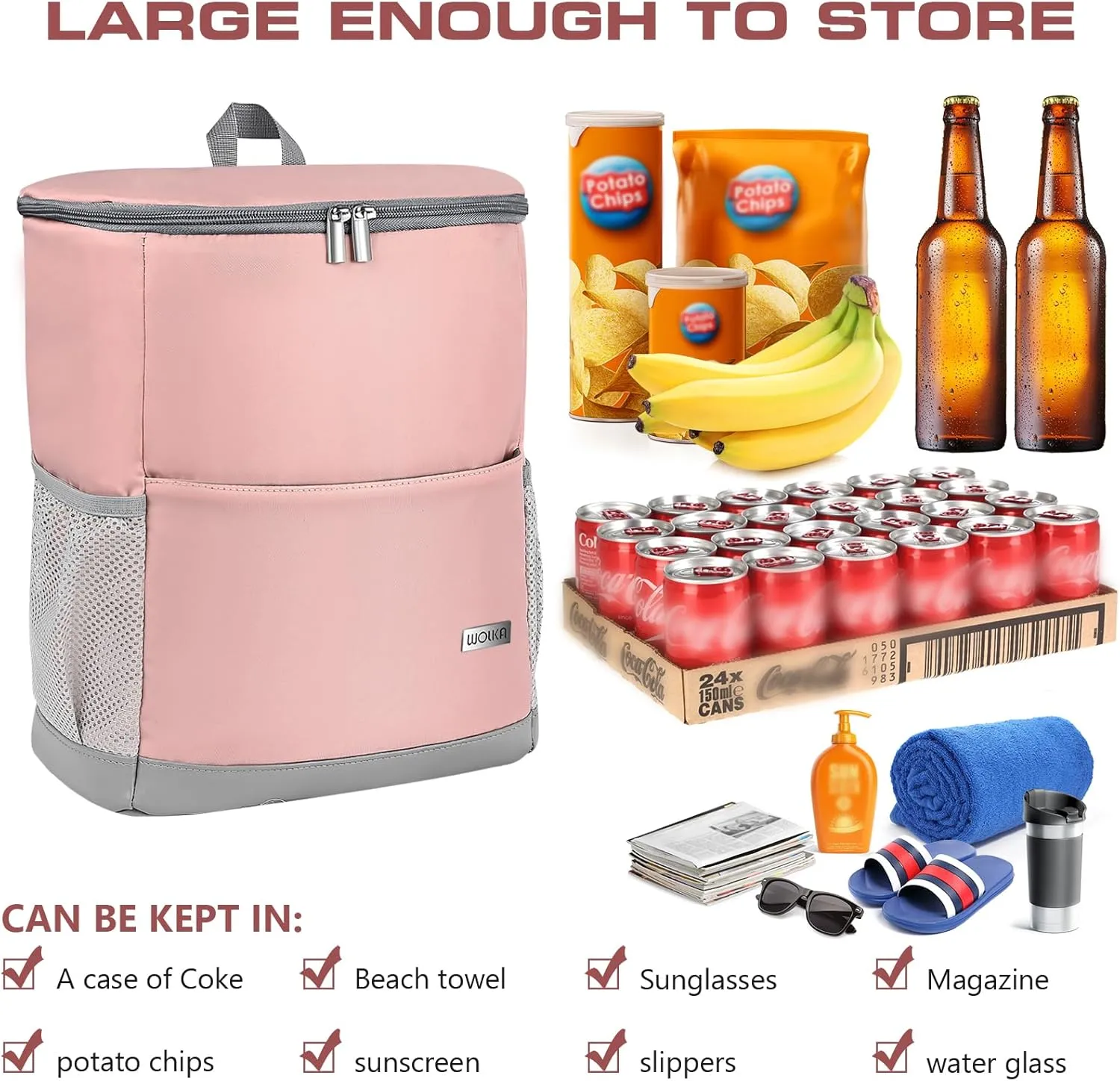 Insulated Cooler Backpack Outdoor - Leak Proof Backpack Cooler 30 Cans, Waterproof Lightweight Cooler Bag for 12h Hot/Cold Retention - Soft Cooler for Travel, Camping, Beach, Lunch