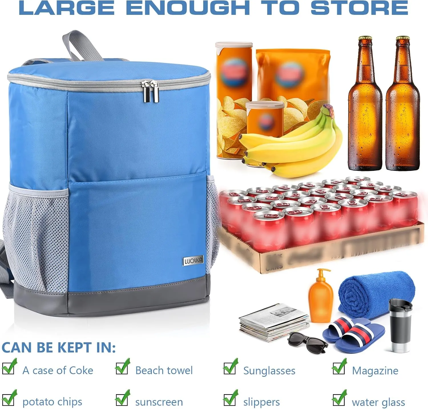 Insulated Cooler Backpack Outdoor - Leak Proof Backpack Cooler 30 Cans, Waterproof Lightweight Cooler Bag for 12h Hot/Cold Retention - Soft Cooler for Travel, Camping, Beach, Lunch