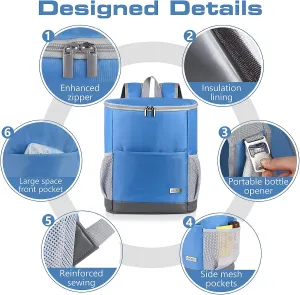 Insulated Cooler Backpack Outdoor - Leak Proof Backpack Cooler 30 Cans, Waterproof Lightweight Cooler Bag for 12h Hot/Cold Retention - Soft Cooler for Travel, Camping, Beach, Lunch